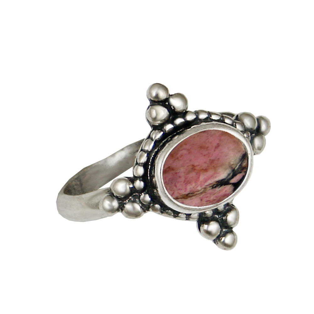 Sterling Silver Gemstone Ring With Rhodonite Size 8